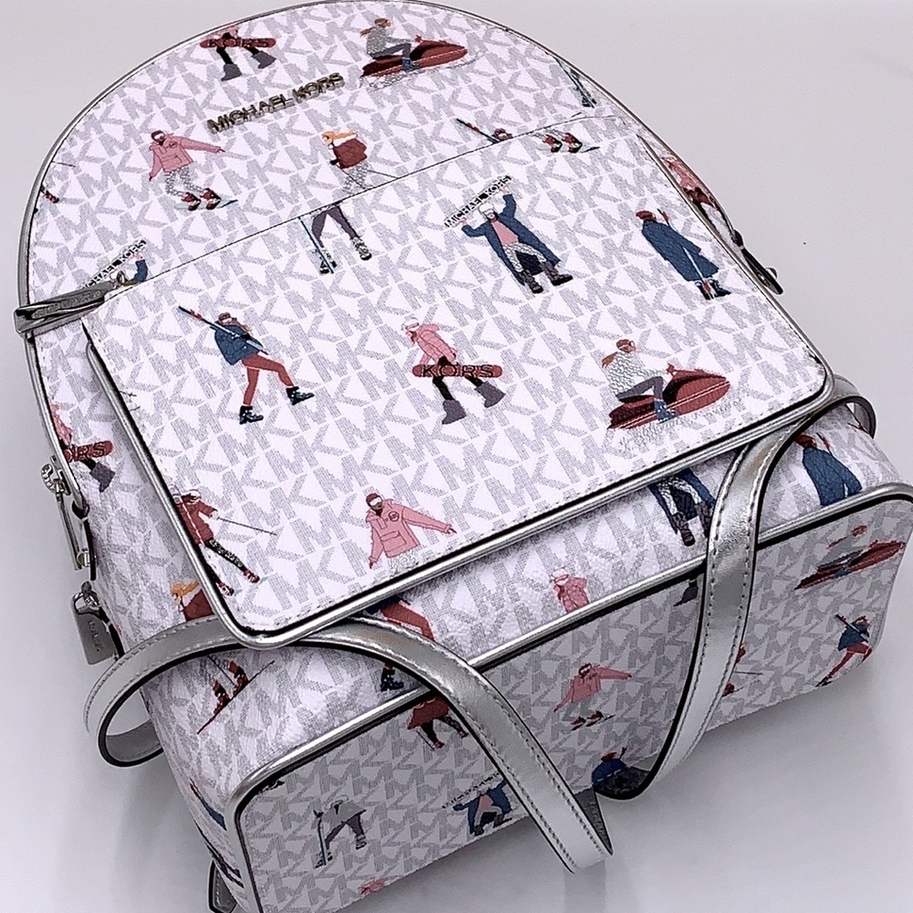 Michael Kors Jet Set Girls ADINA Medium Backpack Bright White Multi Color - Picture 10 of 16